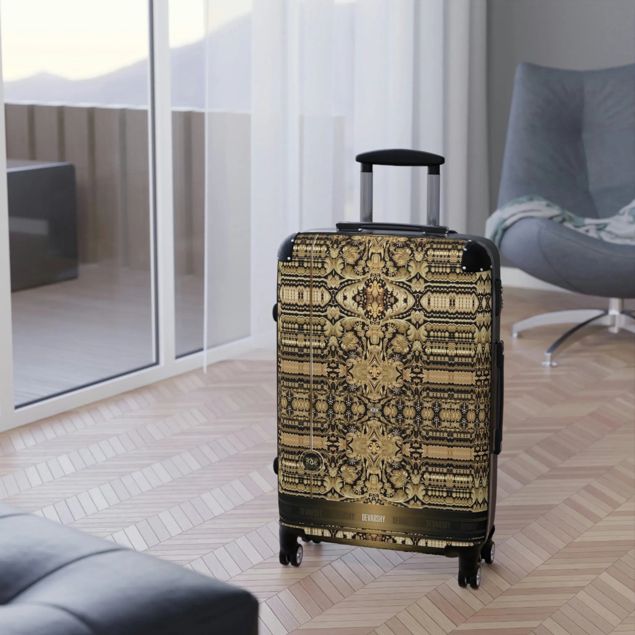 Zardouzi Embroidery Suitcase Carry-on Suitcase Luxury Travel Luggage Hard Shell Suitcase in 3 Sizes | 11362